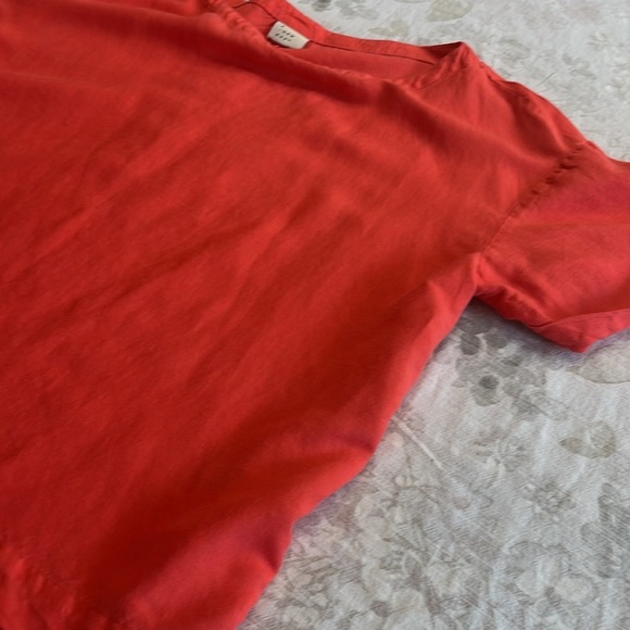 A New Day Vibrant Tangerine Linen Blend Top - Picture 7 of 14
